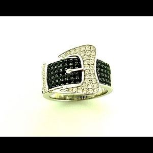 Sterling Silver CZ Buckle Ring